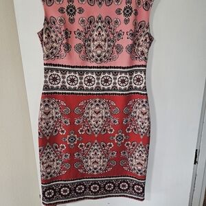 Vince Camuto Pink and Red Paisley Mini Dress